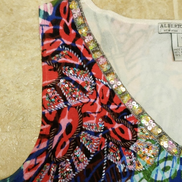 Alberto Makali Beaded Sleeveless Top Women's Size Small - Picture 5 of 7